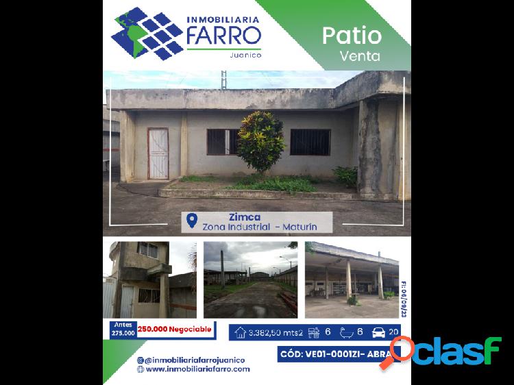 SE VENDE PATIO EN ZONA INDUSTRIAL ZIMCA VE01-0001ZI- ABRA