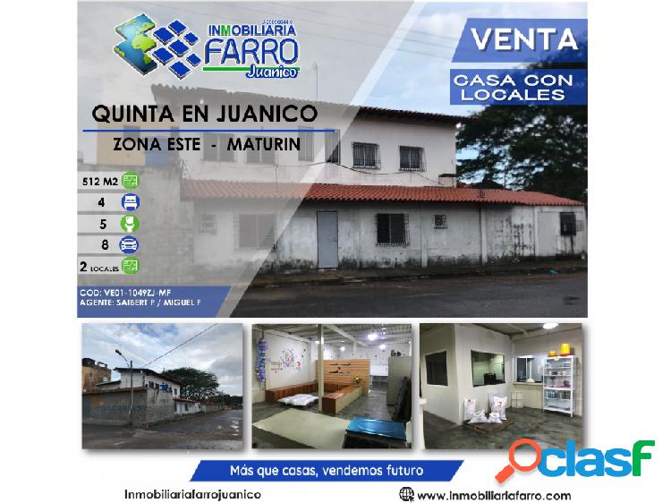 SE VENDE QUINTA EN ESQUINA UBICADA EN JUANICO VE01-1049ZJ-MF