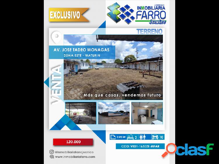 SE VENDE TERRENO AV JOSE TADEO LAS COCUIZAS VE01-1650ZE-MFAR