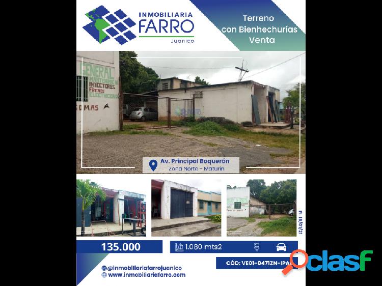 SE VENDE TERRENO CON BIENHECHURIA EN BOQUERON