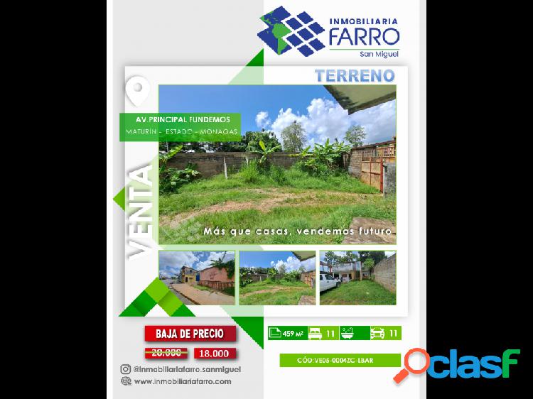 SE VENDE TERRENO CON BIENHECHURIA FUNDEMOS VE05-0004ZC-LBAR