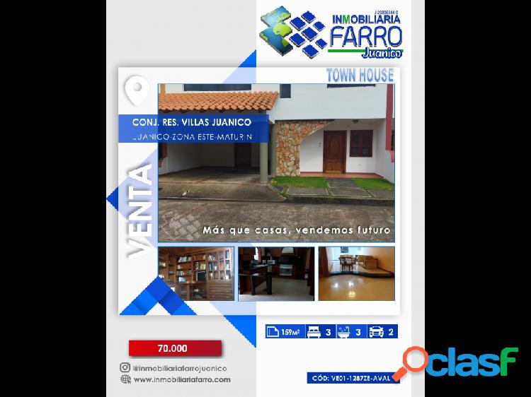 SE VENDE TOWN HOUSE CONJ RES VILLAS JUANICO MATURIN