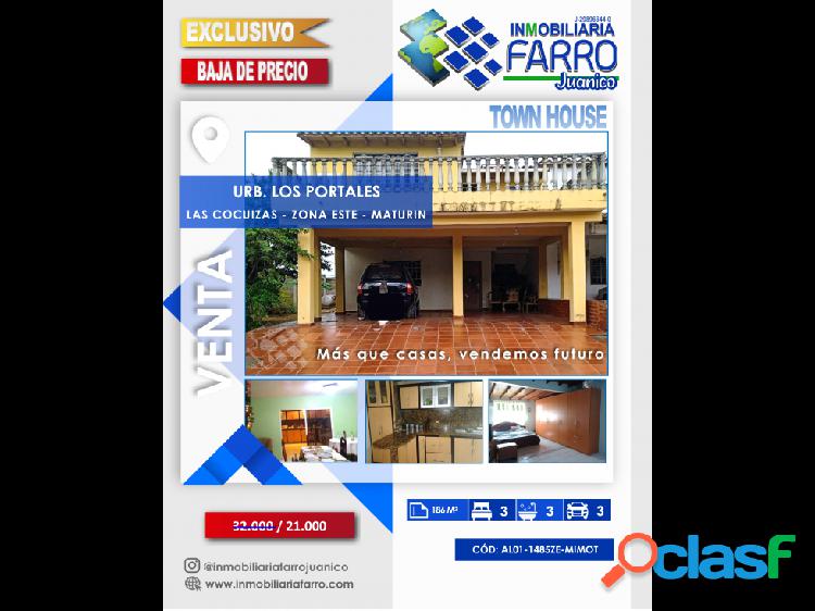 SE VENDE TOWN HOUSE URB LOS PORTALES COCUIZAS