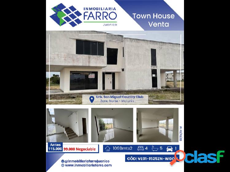 SE VENDE TOWN HOUSE URB SAN MIGUEL COUNTRY CLUB