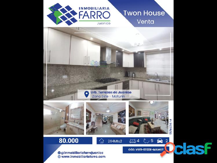 SE VENDE TOWN HOUSE URB TERRAZAS DE JUANICO MATURIN