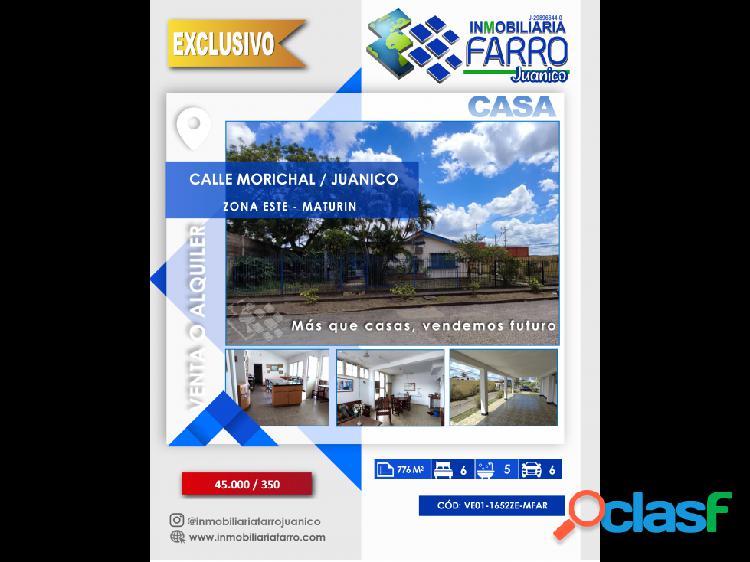 SE VENDE/ALQUILA CASA CALLE MORICHAL JUANICO