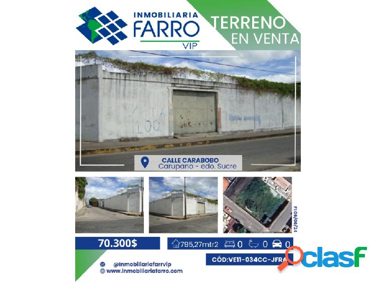 TERRENO EN CALLE CARABOBO / VE11-034CC-JFRA