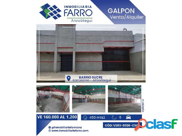 VENTA / ALQUILER GALPÓN BARRIO SUCRE VE03-0926-CSOL