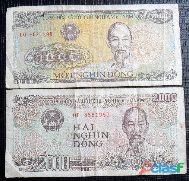 BILLETES VIETNAM 2000 1000 1988 USADOS