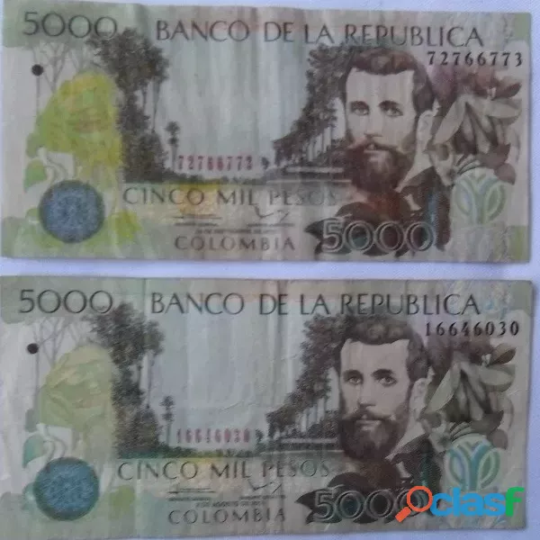 Colombia Billetes De 5 Pesos 2013 2014 Silva Circulado