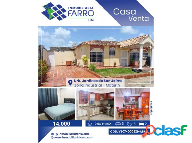 SE VENDE CASA EN JARDINES DE SAN JAIME VE07-0006ZI-ASAB