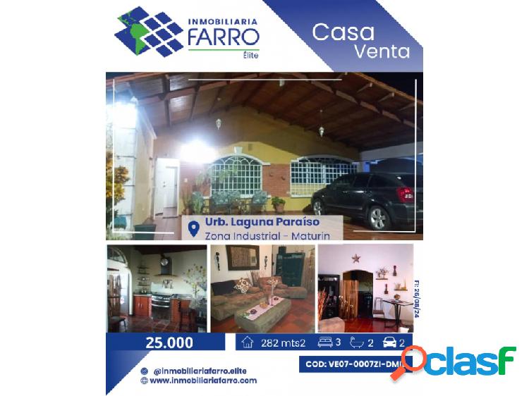 SE VENDE CASA EN URB LAGUNA PARAISO VE07-0007ZI-DMIL