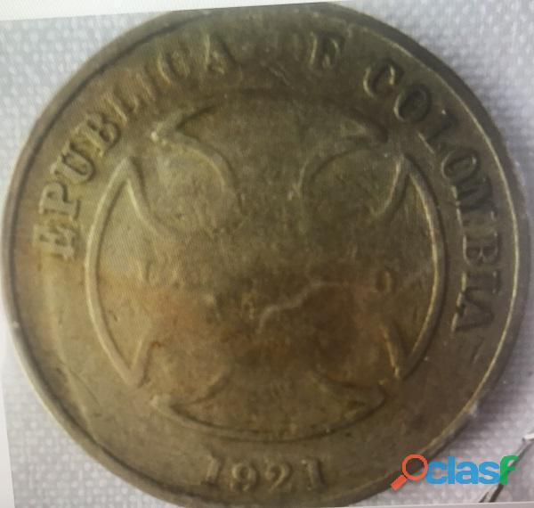 Moneda Colombia Lazareto 50 Centavos 1921