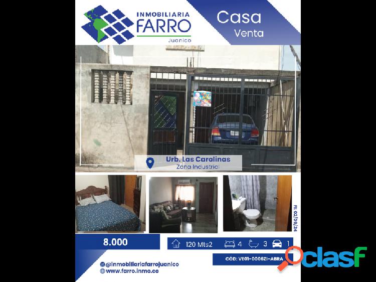 SE VENDE CASA EN URB. LAS CAROLINAS VE01-0006ZI-ABRA