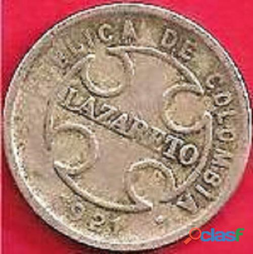 COLOMBIA LAZARETO 1921 2 CENTAVOS CAT 541