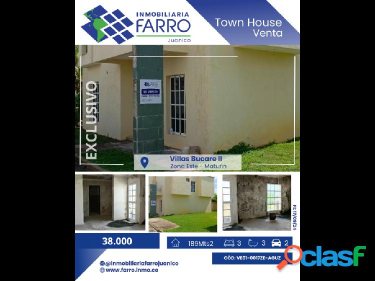 SE VENDE TOWN HOUSE EN VILLAS BUCARE VE01-0017ZN-AGUZ