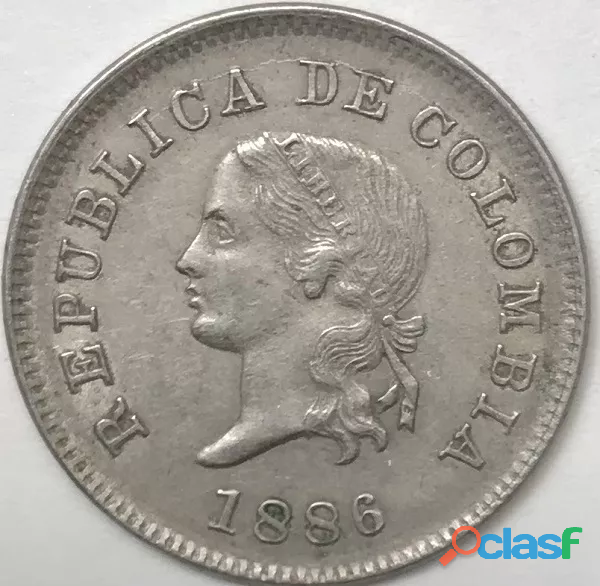 Moneda Colombia 5 Centavos 1886 Km183.1 Ref 142