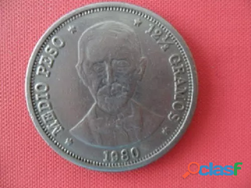 Moneda Medio Peso 1980 Republica Dominicana 12 1/2 Gramos