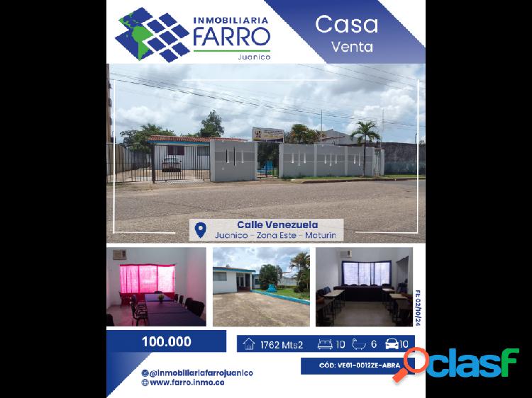 SE VENDE CASA EN CALLE VENEZUELA, JUANICO VE01-0012ZE-ABRA