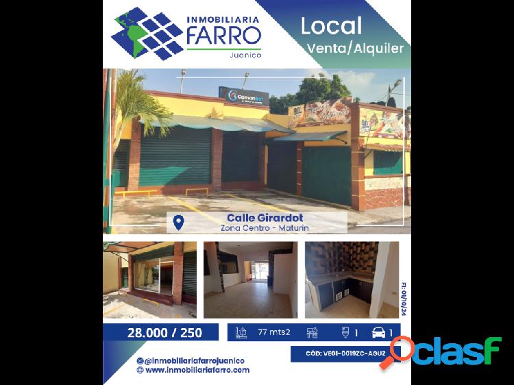 SE VENDE/ALQUILA LOCAL EN CALLE. GIRARDOT VE01-0019ZC-AGUZ