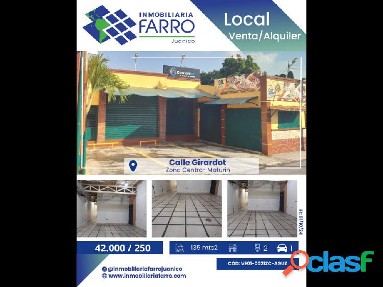 SE VENDE/ALQUILA LOCAL EN CALLE GIRARDOT VE01-0021ZC-AGUZ