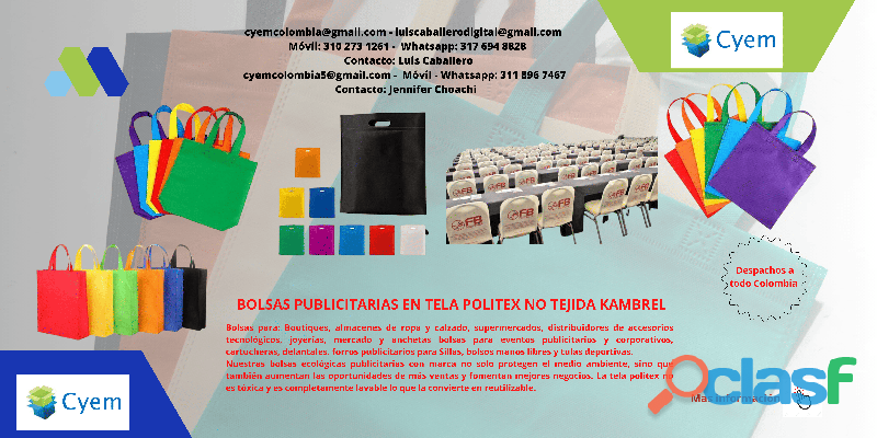 BOLSAS PUBLICITARIAS EN TELA POLITEX NO TEJIDA KAMBREL