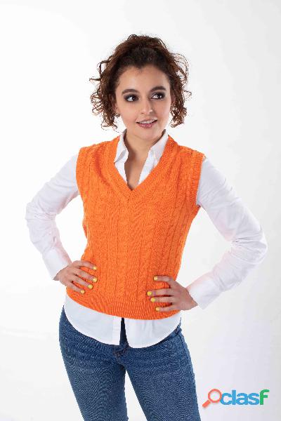 CHALECO NARANJA TEJIDO