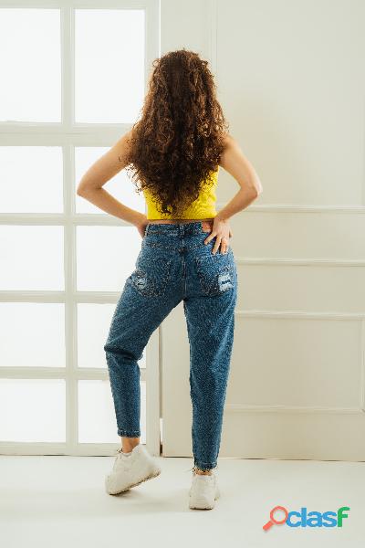 PANTALON MOM FIT CON TACHES