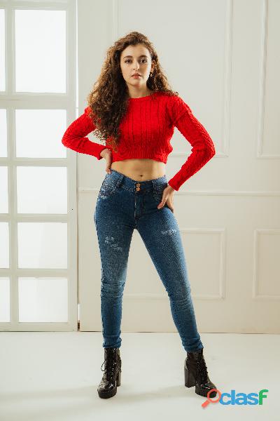 Pantalon skinny dama azul