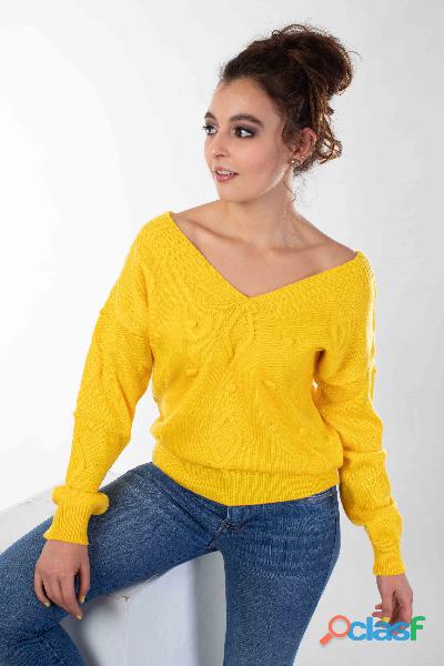SACO EN HILO AMARILLO PARA DAMA