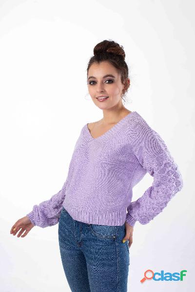 SUETER TEJIDO EN HILO LILA