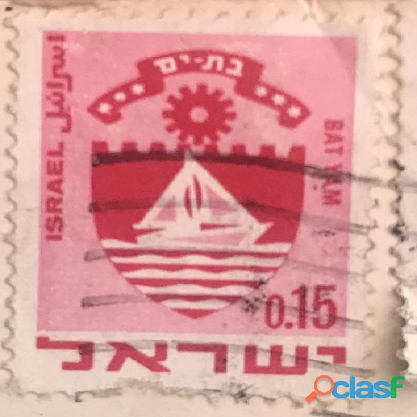 ESTAMPILLA ISRAEL 0.15 CENTAVOS 1969 USADA EN POSTAL