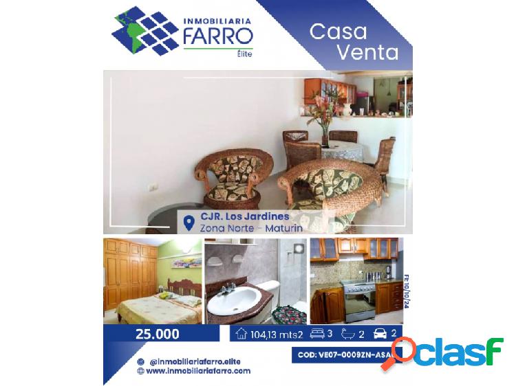 SE VENDE CASA EN CJR LOS JARDINES VE07-0009ZN-ASAB