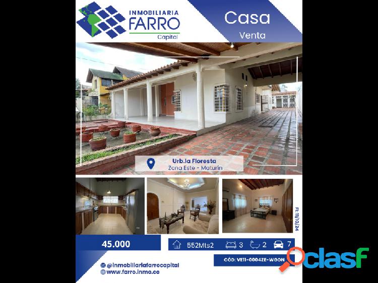 SE VENDE CASA EN URB.LA FLORESTA VE11-0004ZE-WGON